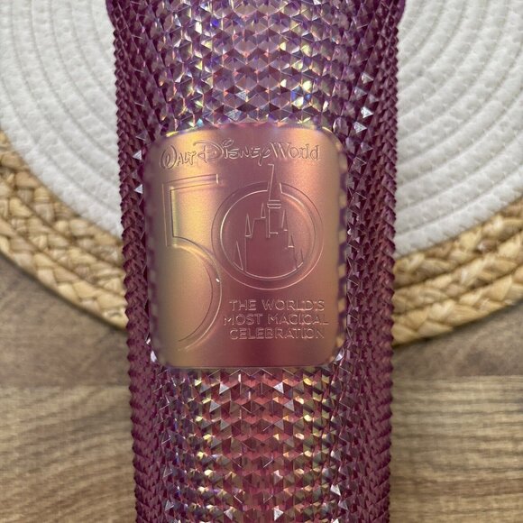 Starbucks Walt Disney 50th Anniversary Pink Studded Tumbler with Straw 24oz - Picture 3 of 7